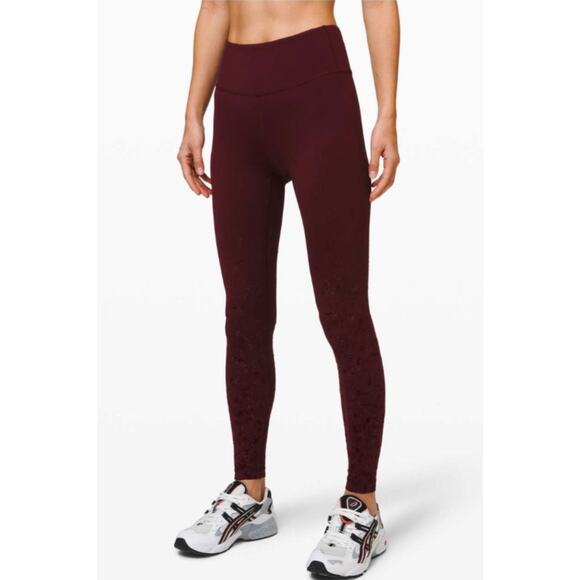 Lululemon Womens Speed Wunder Mid-Rise Tight 28" Speckle Shine Garnet Size 6 - Picture 1 of 10